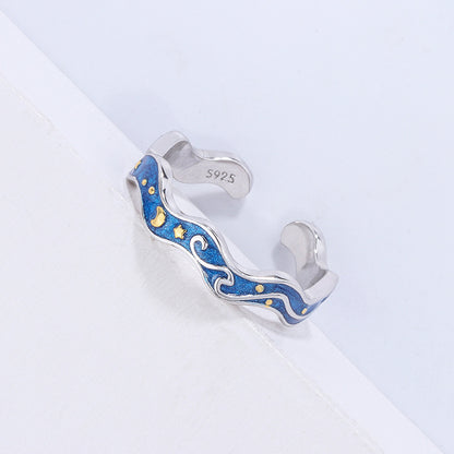 Blue Epoxy Ring Couple Ring