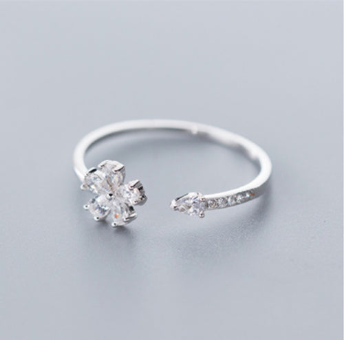Five-petal Flower Korean Style Silver Ring