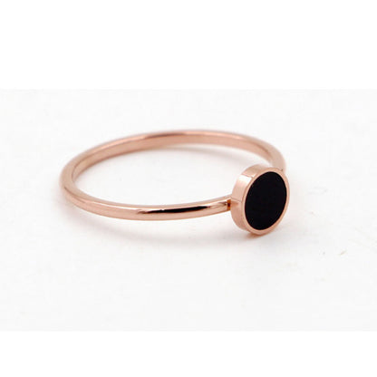 Black Round Index Finger Ring Female Trendy Titanium Steel Color Gold Plated Rose Gold Bracelet