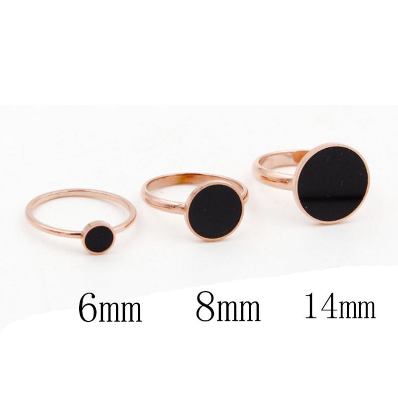 Black Round Index Finger Ring Female Trendy Titanium Steel Color Gold Plated Rose Gold Bracelet