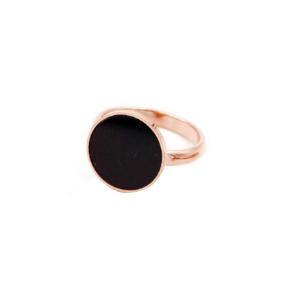 Black Round Index Finger Ring Female Trendy Titanium Steel Color Gold Plated Rose Gold Bracelet