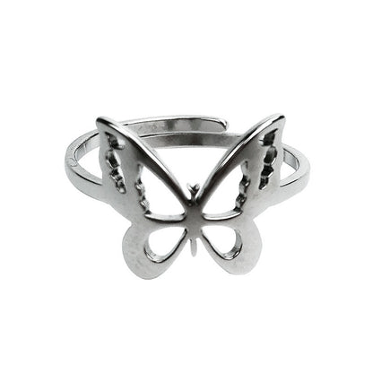Titanium steel butterfly ring adjustable girl ring couple ring