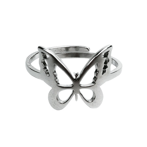 Titanium steel butterfly ring adjustable girl ring couple ring