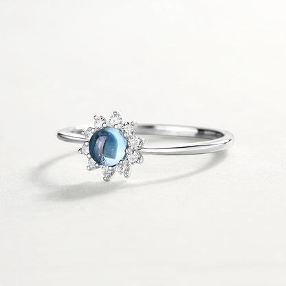 Blue Topaz Sunflower  Ring Ring