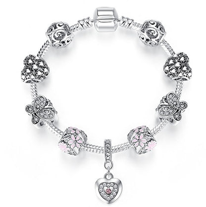 Women Bracelet 925 Unique Silver Crystal Charm Bracelet for Women DIY Beads Bracelets & Bangles Jewelry Gift