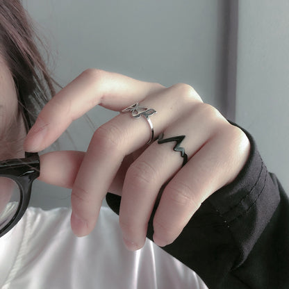 Titanium steel butterfly ring adjustable girl ring couple ring