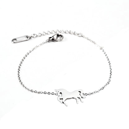 Fashion Gold Stainless Steel Unicorn Horse Charm Bracelet Dainty Silver Chain Bracelets For Women Girls Jewelry Gift